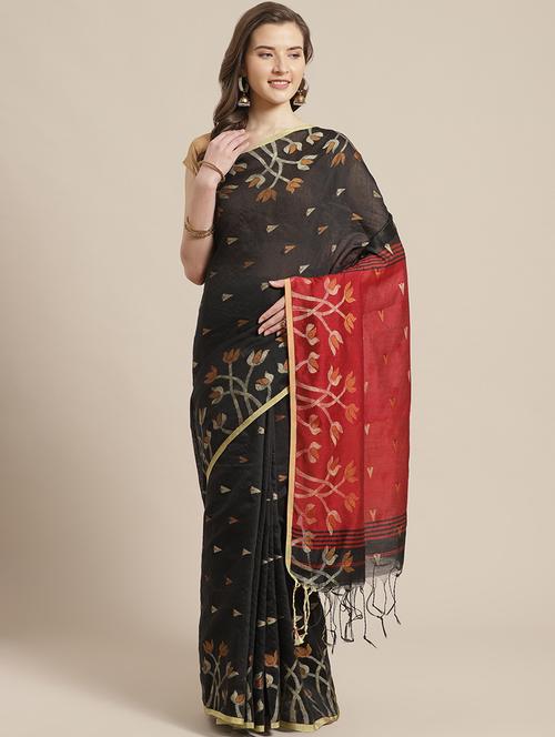 self design handloom saree with blouse - 17461956 - Very Small Image - 1