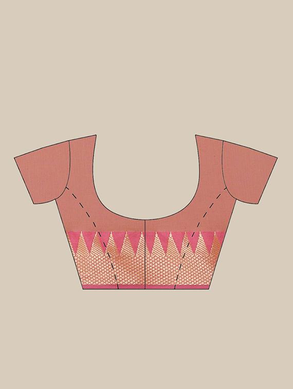 solid handloom saree with blouse - 17461959 - Zoom Image - 3