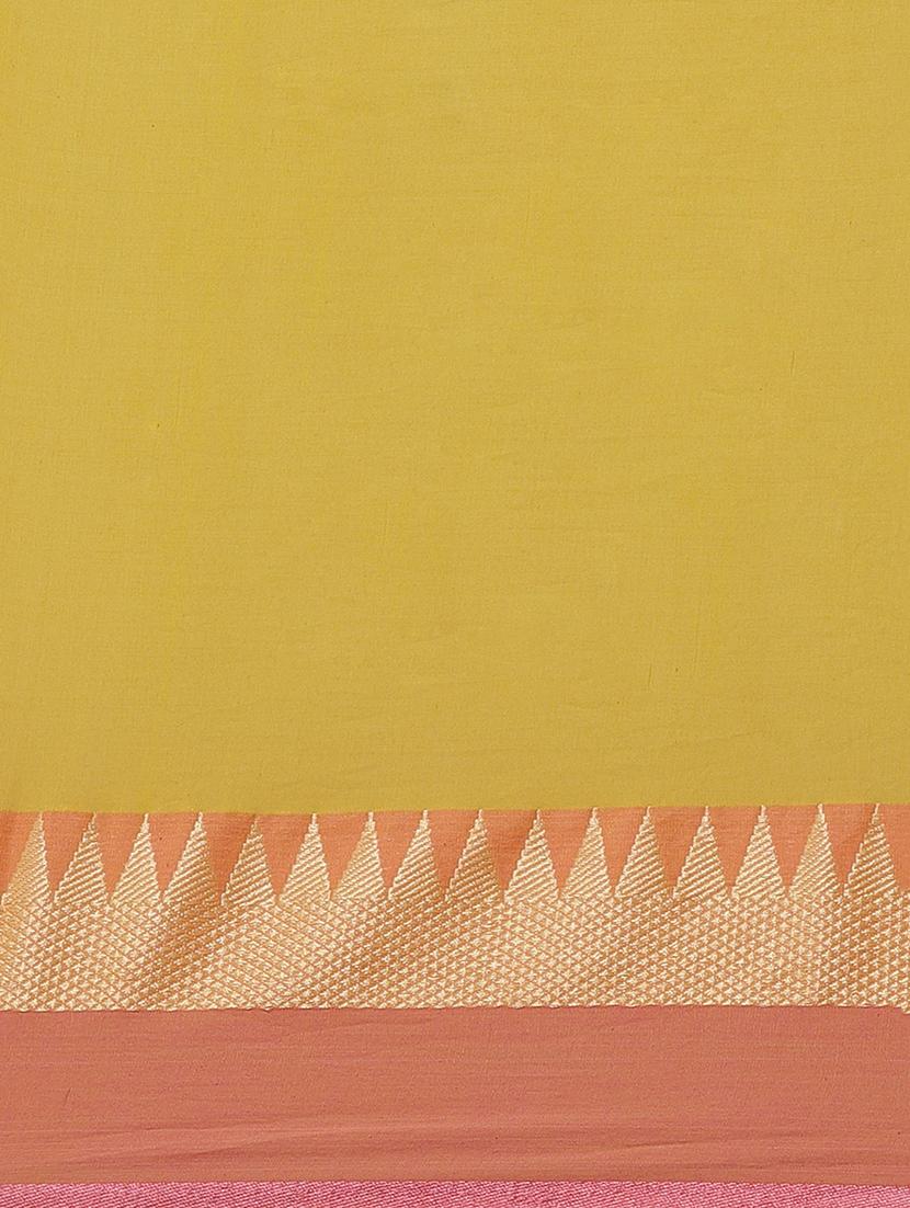 solid handloom saree with blouse - 17461959 - Zoom Image - 5