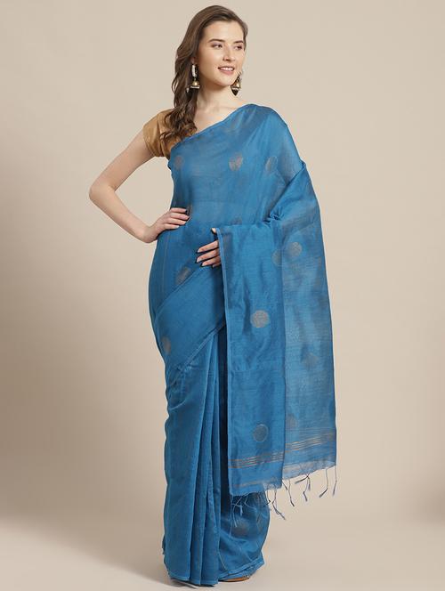 solid handloom saree with blouse - 17461960 - Very Small Image - 1