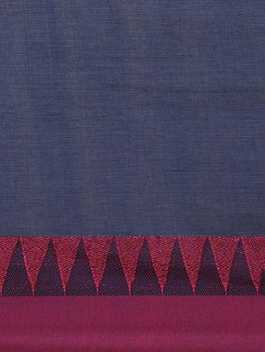 navy blue handloom saree with blouse - 17461962 - Standard Image - 5