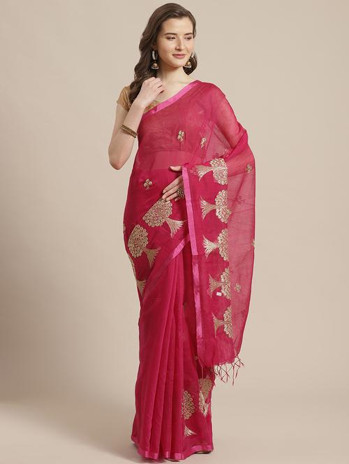 embroidered handloom saree with blouse - 17461963 - Very Small Image - 1
