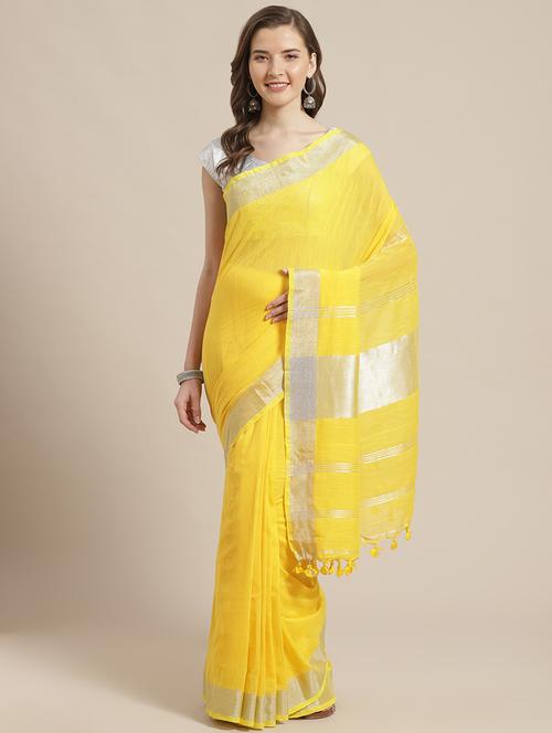 self design handloom saree with blouse - 17461981 - Very Small Image - 1