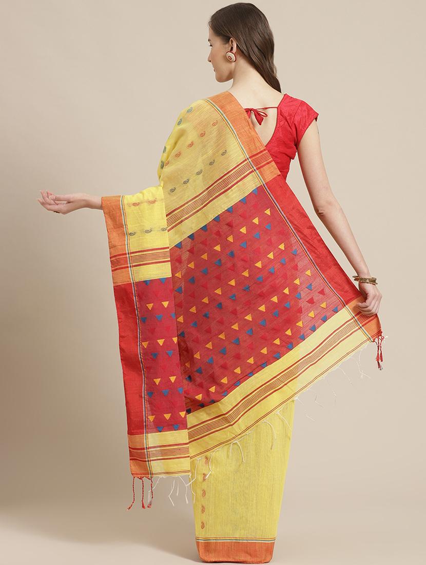 self design handloom saree with blouse - 17461988 - Zoom Image - 2