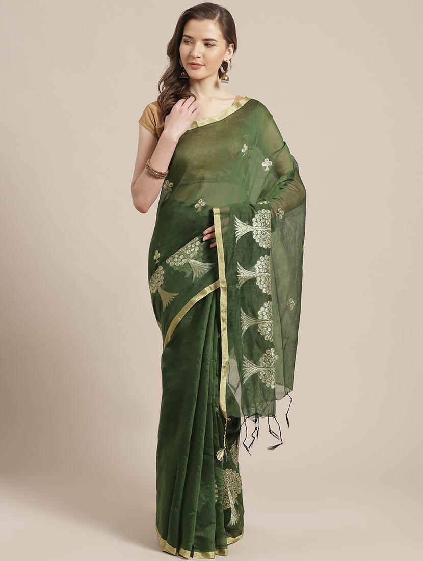 self design handloom saree with blouse - 17461989 - Zoom Image - 1
