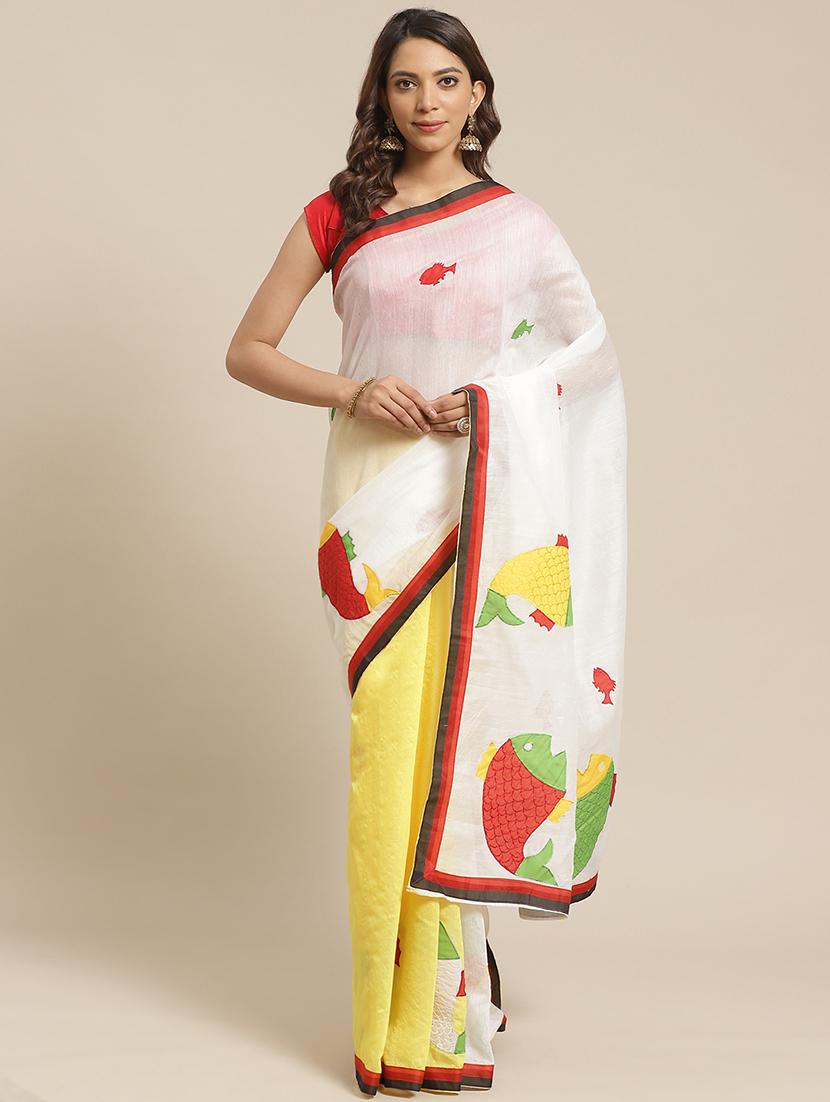 self design handloom saree with blouse - 17462010 - Zoom Image - 1