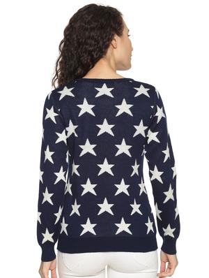 round neck star print pullover - 17462176 - Standard Image - 3