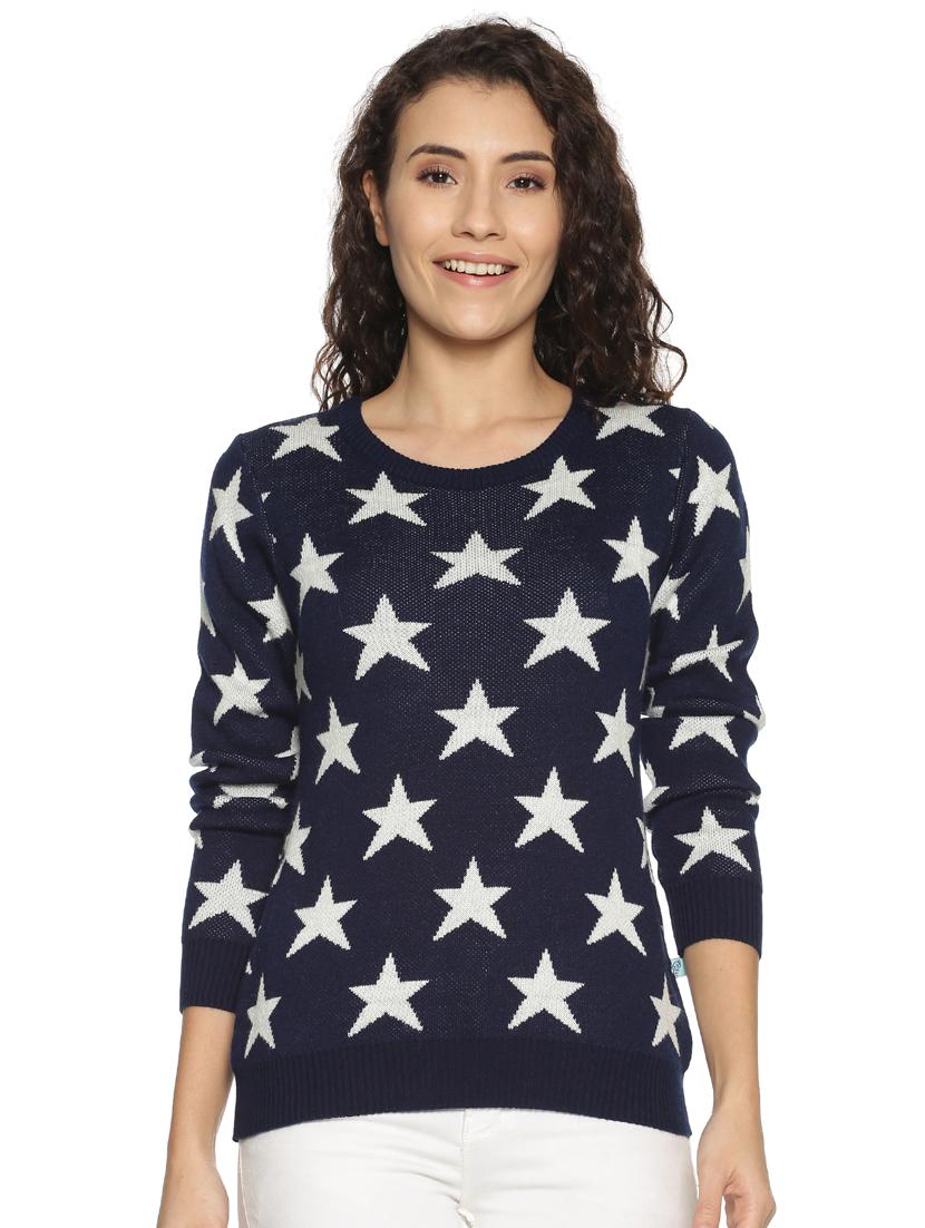 round neck star print pullover - 17462176 - Zoom Image - 1