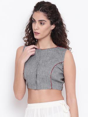 plain piping detailed blouse - 17462193 - Standard Image - 2