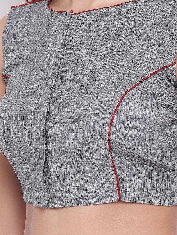 plain piping detailed blouse - 17462193 - Zoom Image - 4