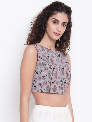 conversational printed blouse - 17462195 - Standard Image - 2