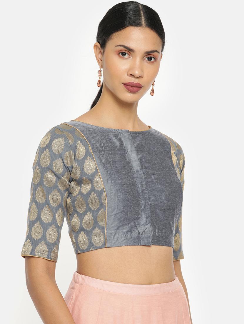 self design brocade blouse - 17462202 - Zoom Image - 2