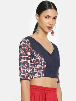 navy printed blouse - 17462208 - Standard Image - 2