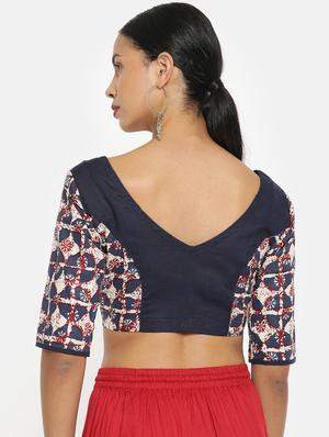 navy printed blouse - 17462208 - Standard Image - 3
