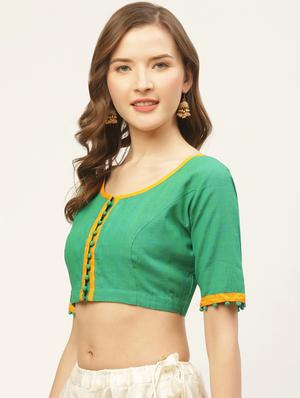 solid piping detailed blouse - 17462209 - Standard Image - 2