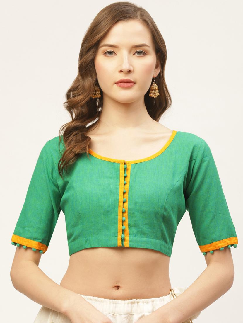 solid piping detailed blouse - 17462209 - Zoom Image - 1