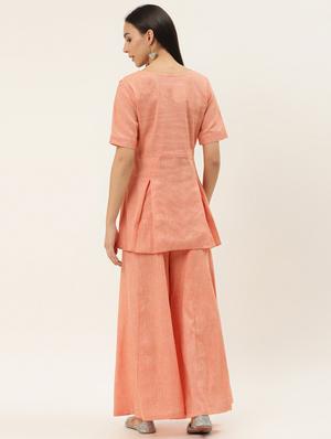 mirror work kurta palazzo set - 17462226 - Standard Image - 3