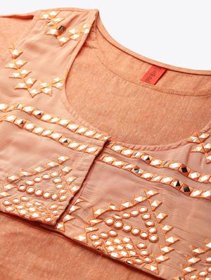 mirror work kurta palazzo set - 17462226 - Standard Image - 4