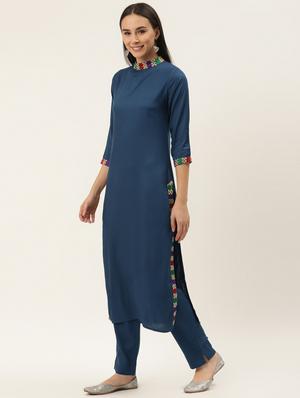 solid kurta pant set - 17462227 - Standard Image - 2