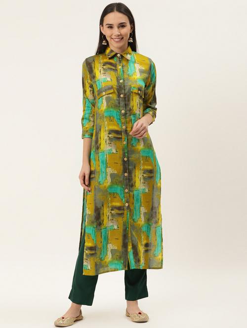 abstract print kurta pant set - 17462231 - Standard Image - 1
