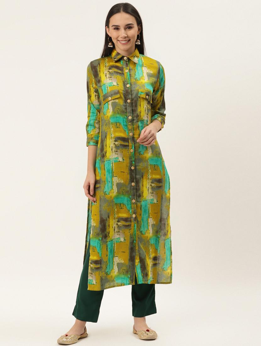 abstract print kurta pant set - 17462231 - Zoom Image - 1