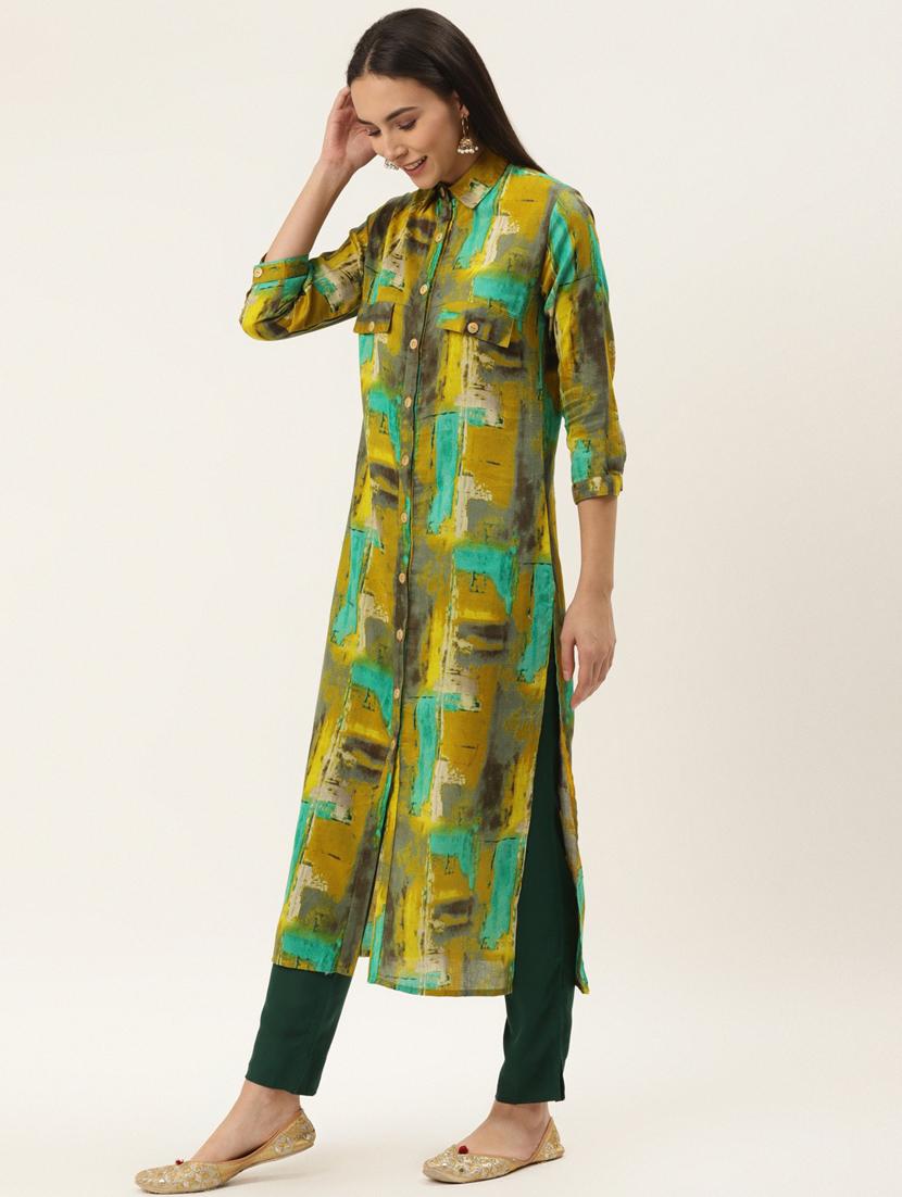 abstract print kurta pant set - 17462231 - Zoom Image - 2