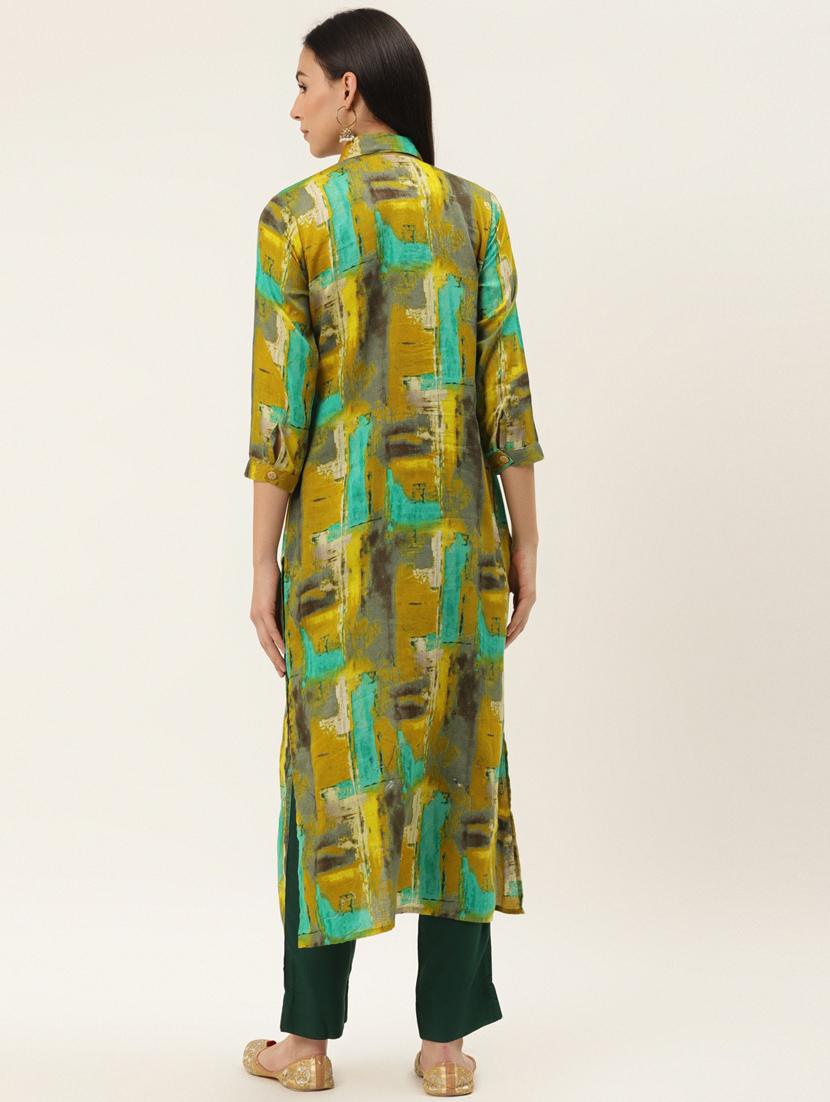 abstract print kurta pant set - 17462231 - Zoom Image - 3