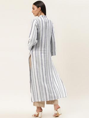 striped straight kurta - 17462235 - Standard Image - 3