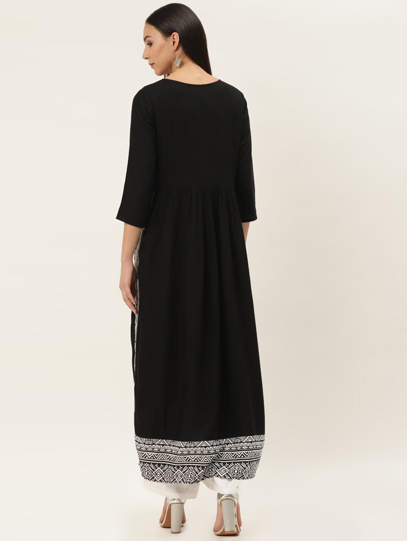 color block a-line kurta - 17462236 - Zoom Image - 3