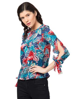 tie knot sleeved tropical top - 17462257 - Standard Image - 2