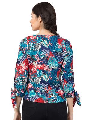 tie knot sleeved tropical top - 17462257 - Standard Image - 3