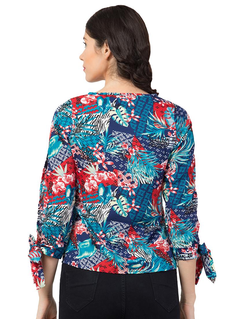 tie knot sleeved tropical top - 17462257 - Zoom Image - 3