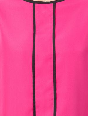 contrast piped round neck top - 17462277 - Standard Image - 4