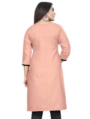 pink solid straight kurti - 17462400 - Standard Image - 3
