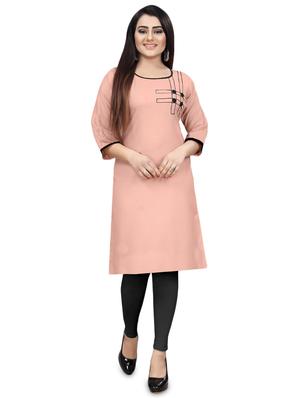 pink solid straight kurti - 17462400 - Standard Image - 4