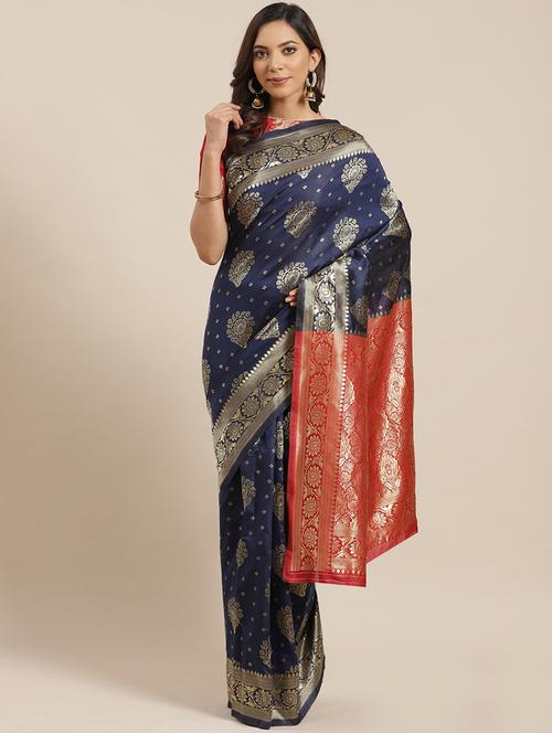 ethnic motifs banarasi saree with blouse - 17462468 - Standard Image - 1