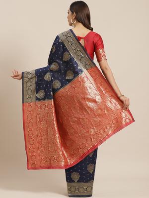ethnic motifs banarasi saree with blouse - 17462468 - Standard Image - 2