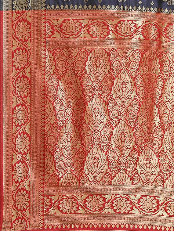 ethnic motifs banarasi saree with blouse - 17462468 - Zoom Image - 4