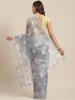floral woven saree with blouse - 17462474 - Standard Image - 2