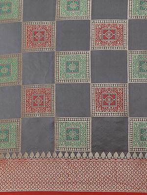 checkered banarasi saree with blouse - 17462480 - Standard Image - 5