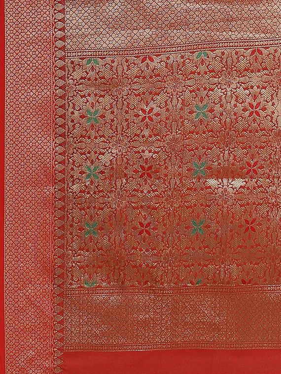 checkered banarasi saree with blouse - 17462480 - Zoom Image - 4