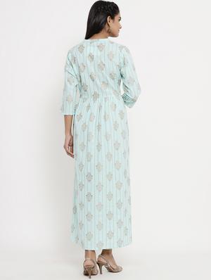 gold print flared kurta - 17462519 - Standard Image - 4