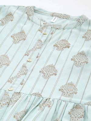 gold print flared kurta - 17462519 - Standard Image - 5