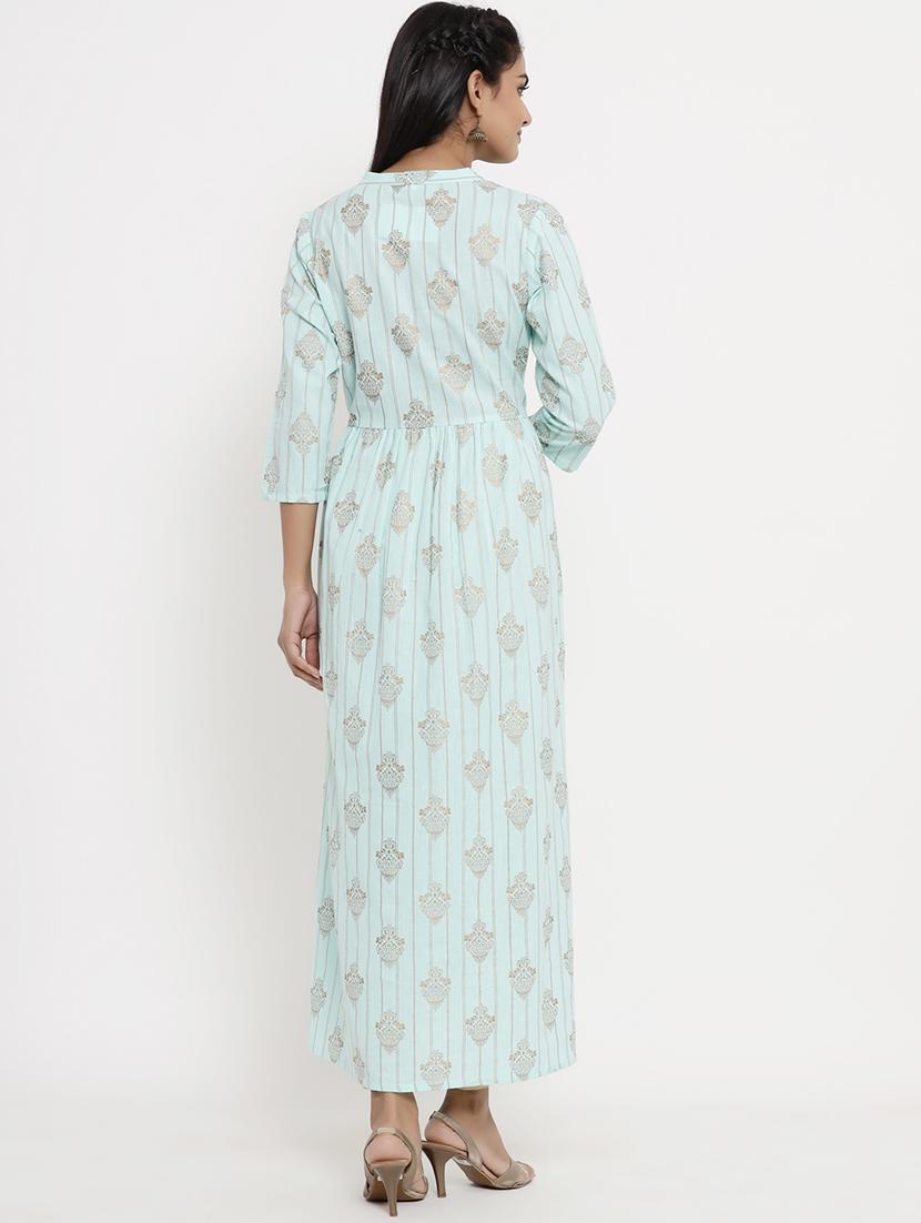 gold print flared kurta - 17462519 - Zoom Image - 4