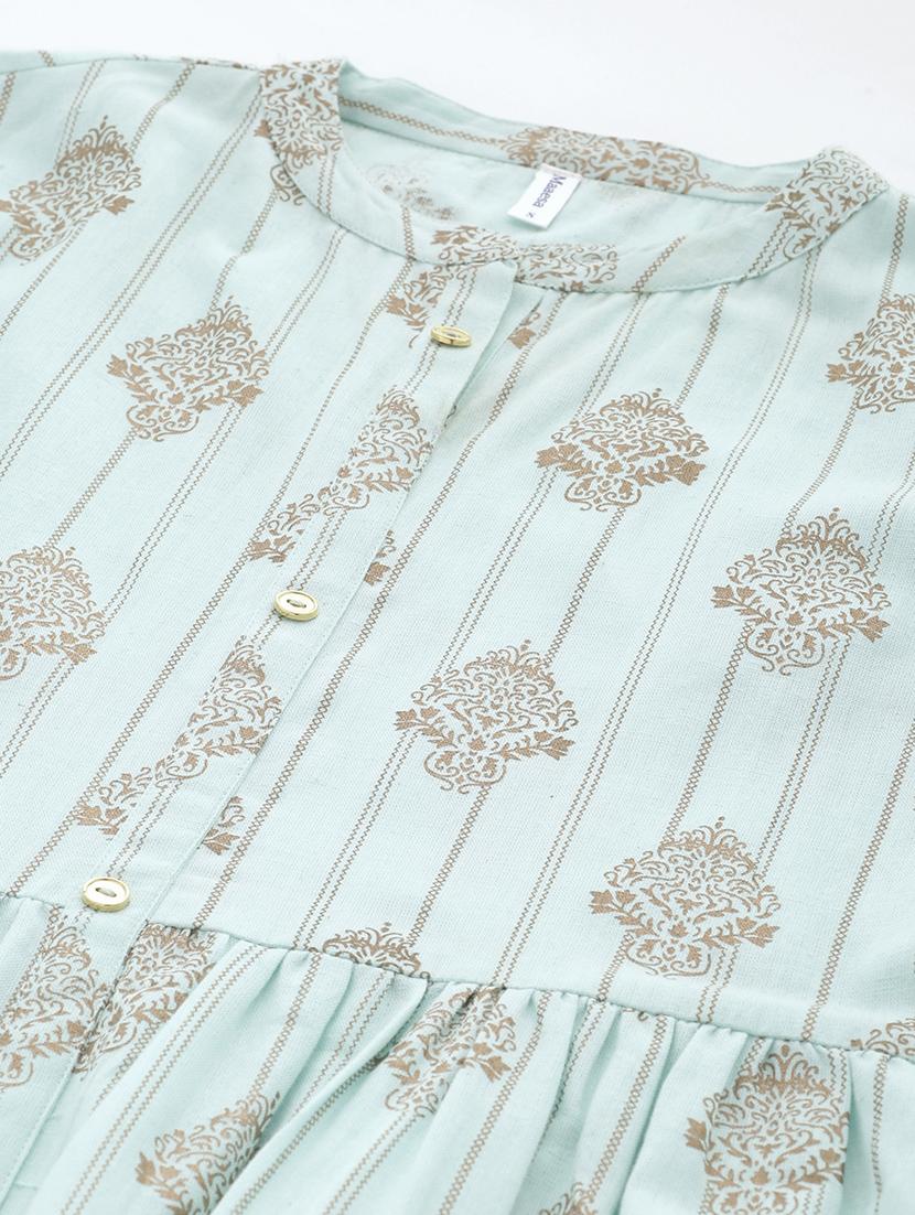 gold print flared kurta - 17462519 - Zoom Image - 5
