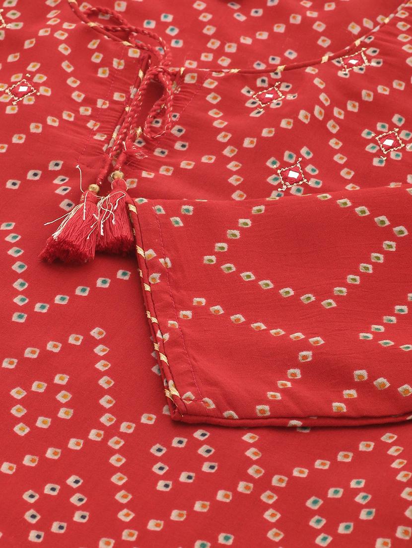 bandhani a-line kurta - 17462526 - Zoom Image - 4