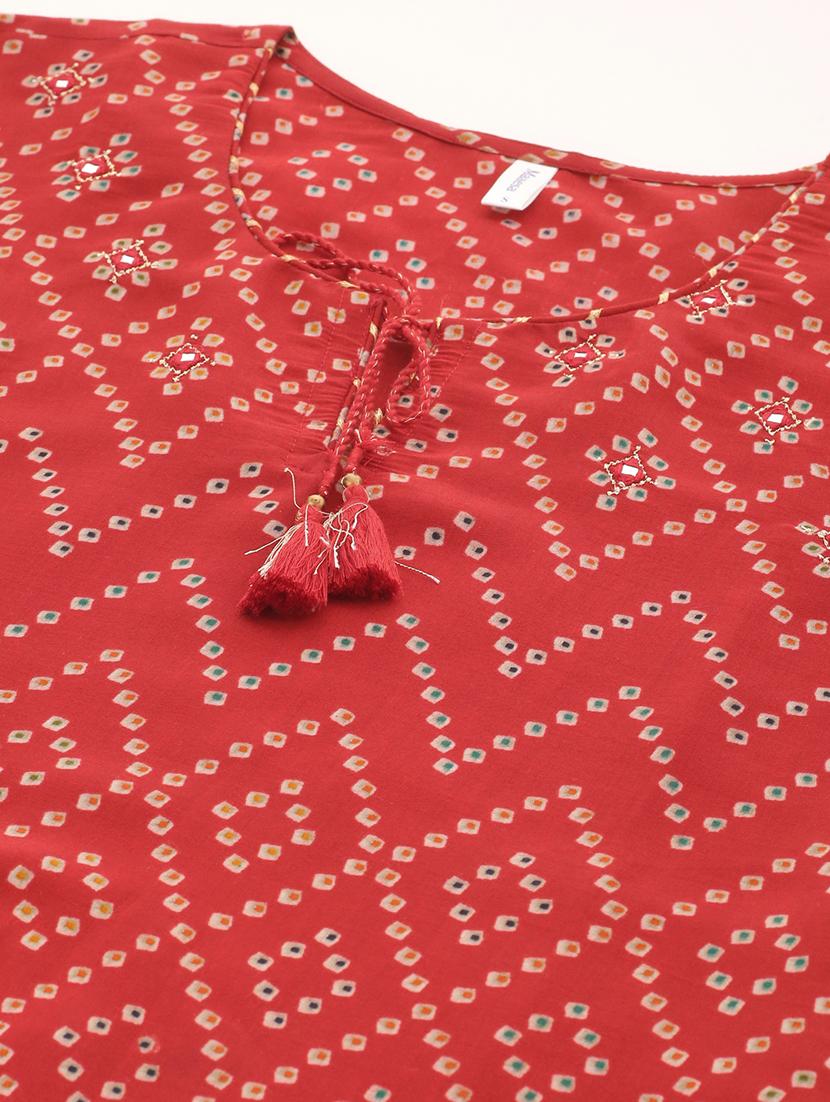 bandhani a-line kurta - 17462526 - Zoom Image - 5