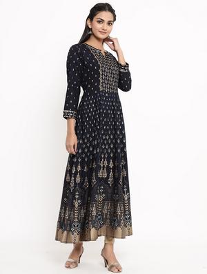 gold print anarkali kurta - 17462529 - Standard Image - 2