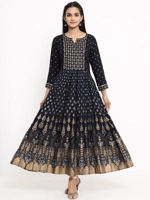 gold print anarkali kurta - 17462529 - Standard Image - 3