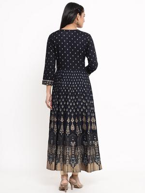 gold print anarkali kurta - 17462529 - Standard Image - 4